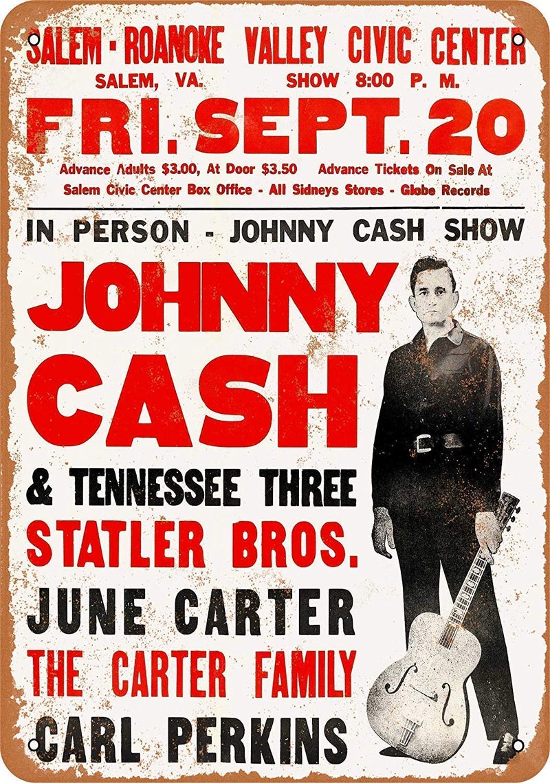 Ylens Johnny Tin Sign 1968 Cash in Virginia Vintage Metal Signs 8 x 12 Inches - Image 1